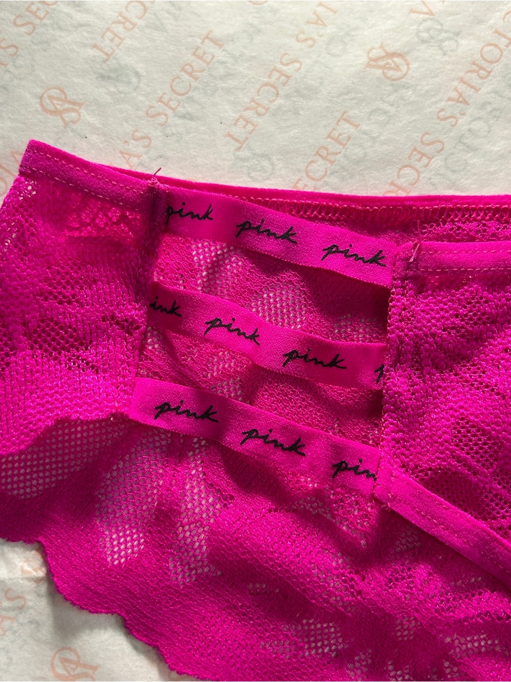 PINK Victoria's Secret Pink Lace Panty with cozy Cream Crew Socks - Picture 4 of 5